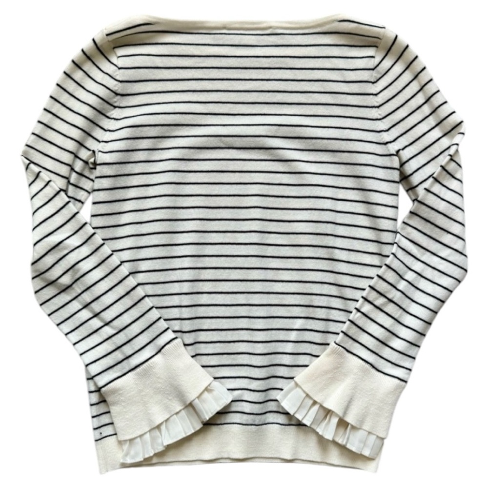 LOFT Ruffled Cuff Striped Sweater - Picture 2 of 7